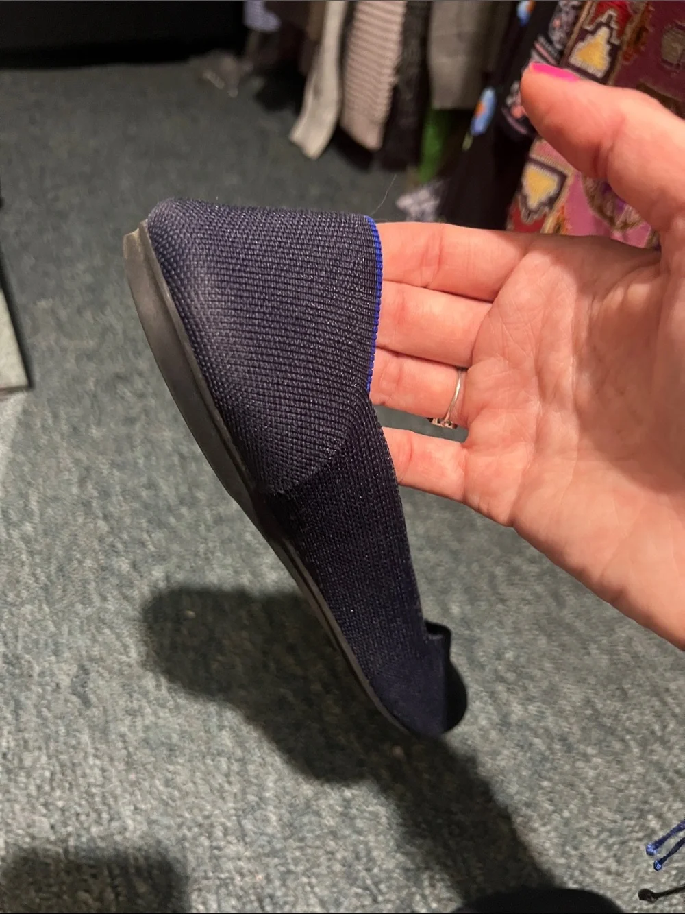 Rothy's Navy Blue Knit Slip-On Flat 9 washable